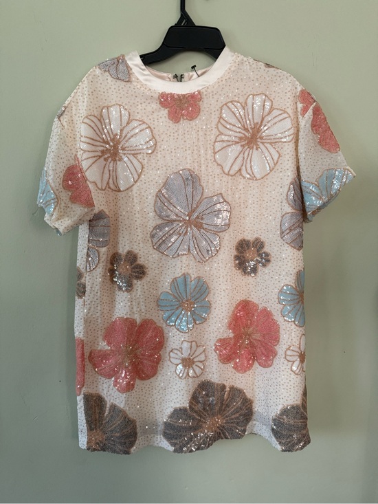 Mable Dresses & Skirts - Sequin Floral Mini Dress in Blush Pink
